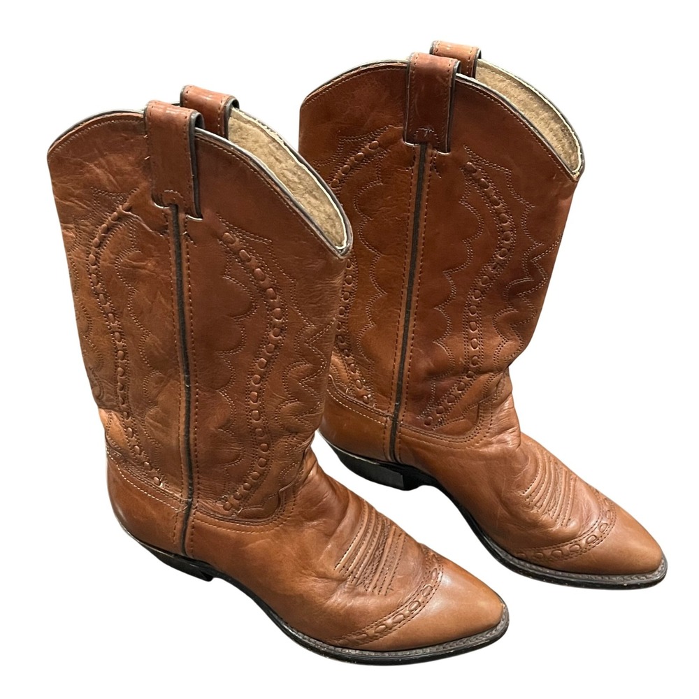 Vintage Abilene Boots Brown Leather Western Cowboy Pointed Women's 6.5 Rodeo